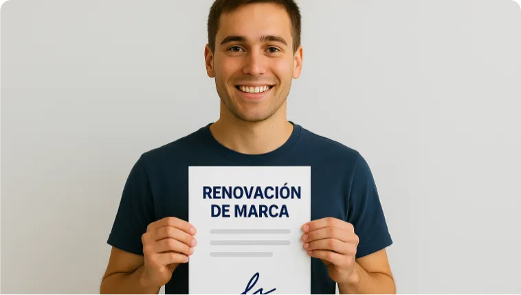 Persona con certificado de renovaciónde marca